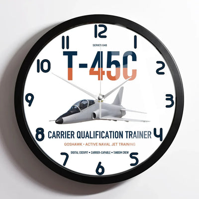 T-45C Goshawk design on white framed wall clock