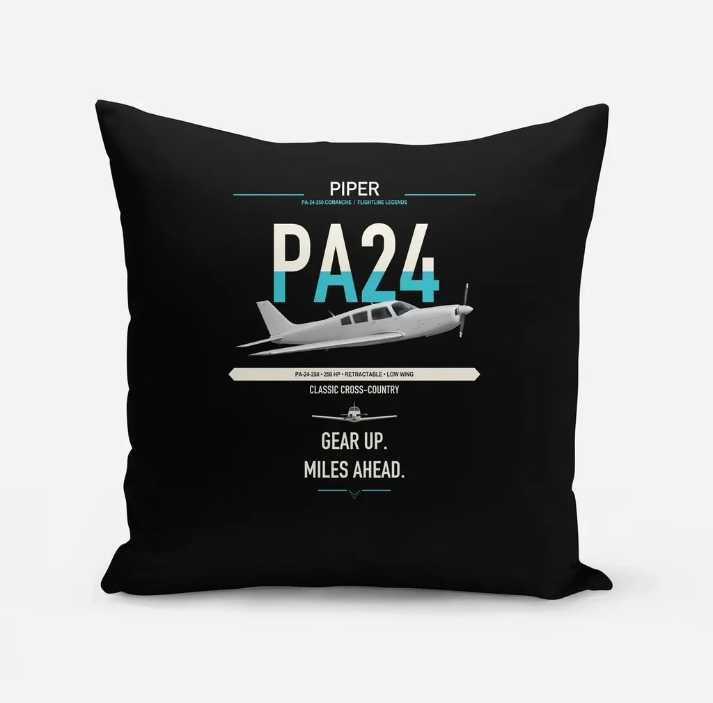 Piper PA-24-250 Comanche 250 design on black pillow