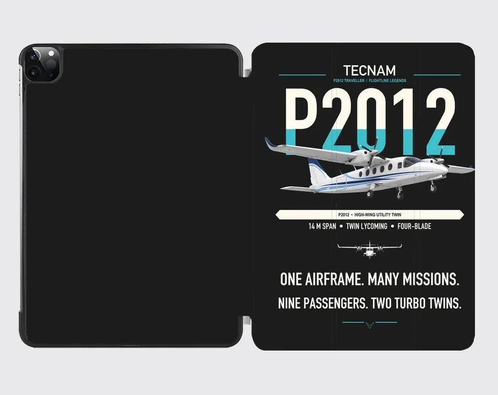 Tecnam P2012 Traveller design on black ipad tablet case