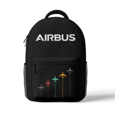 Airbus & Text aviation print backpack, durable polyester.