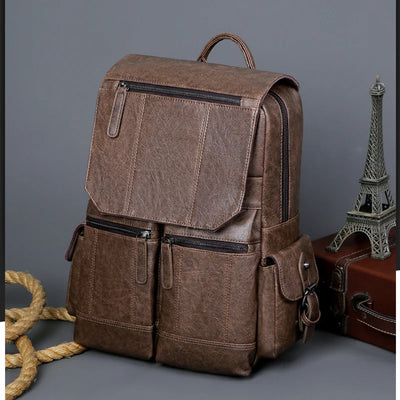 Pilot Vintage PU Leather Backpack — Men's Everyday Carry Bag