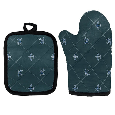 Nice Airplanes (Green) Kitchen Glove & Holder aviation design on durable fabric with insulated lining kitchen glove holder.