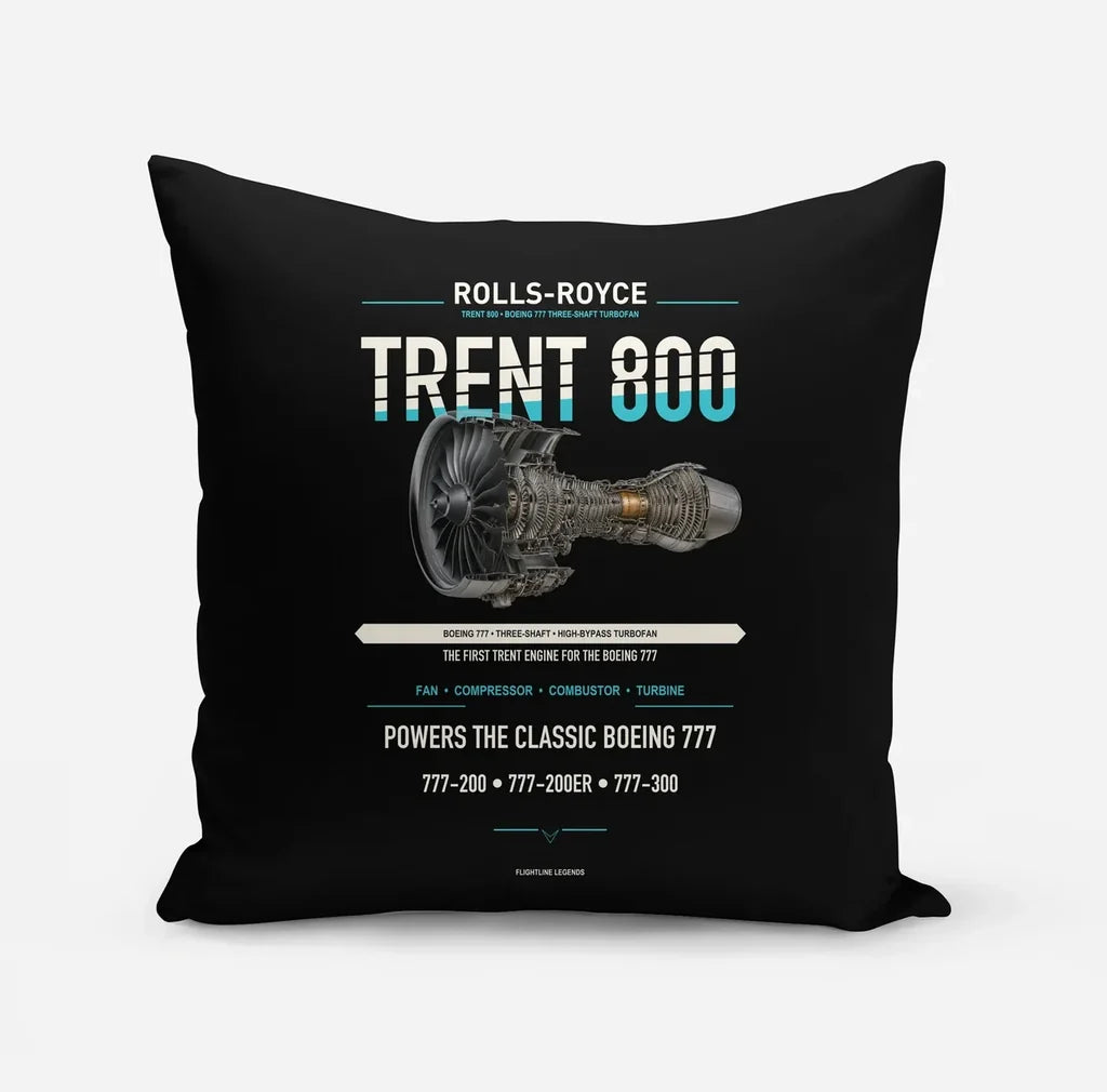 TRENT 800 design on black pillow