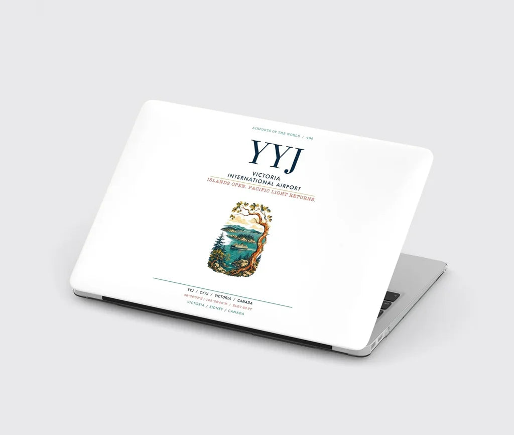 Victoria International Airport (YYJ) design on white MacBook case