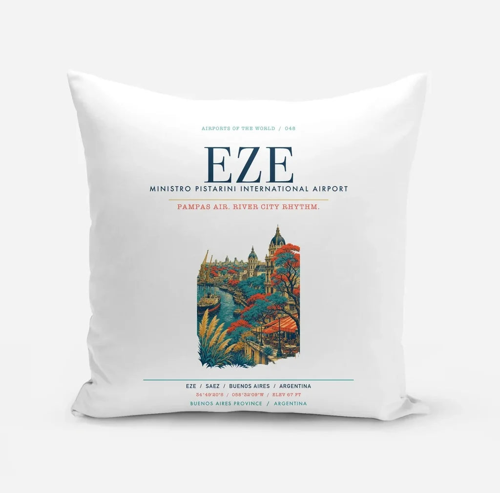 Buenos Aires Ministro Pistarini International Airport (EZE) design on white pillow