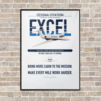 Thumbnail for Cessna Citation Excel vertical canvas print - framed - white background