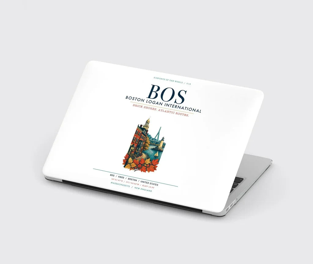 Boston Logan International Airport (BOS) design on white MacBook case