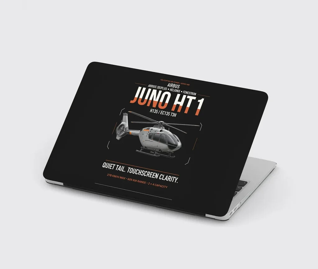 Airbus H135 Juno HT1 design on black MacBook case