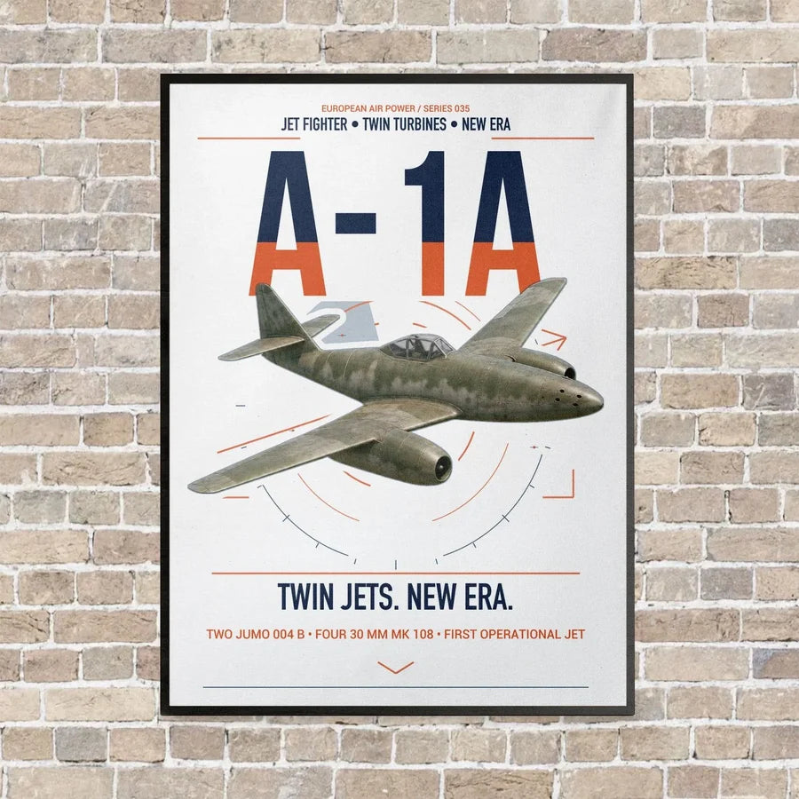 Messerschmitt Me 262A-1a vertical canvas print - framed - white background