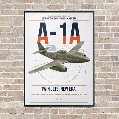 Messerschmitt Me 262A-1a vertical canvas print - framed - white background