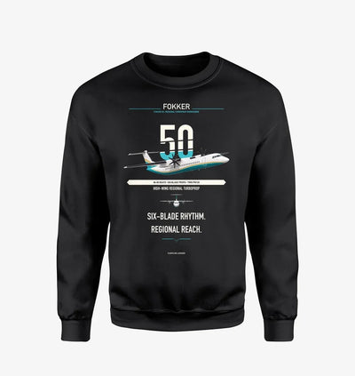 Fokker 50 design on black sweatshirt