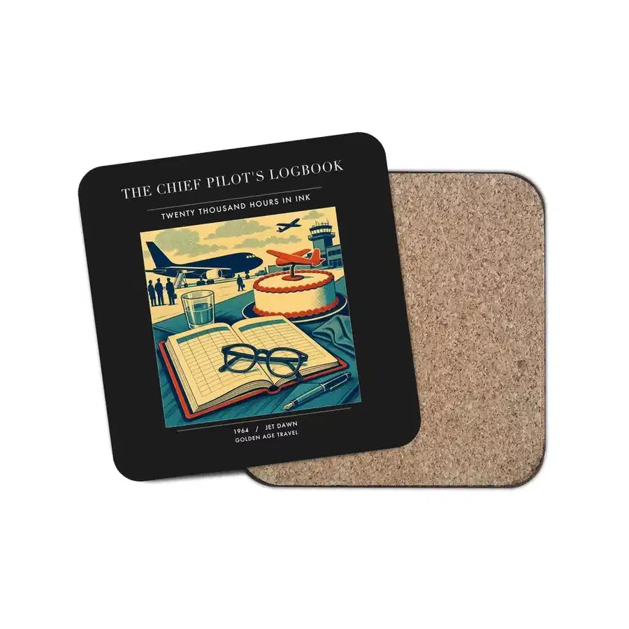 The Chief Pilot's Logbook - Designed Coasters design on black 1-piece