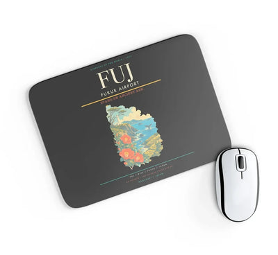 Fukue Airport (FUJ) design on black rectangle mouse pad
