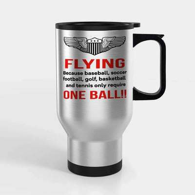 Flying One Ball Travel Mugs (With Holder) aviation design on travel mug with holder, insulated double-wall with car-cup base.