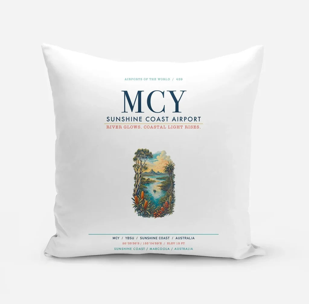 Sunshine Coast Airport (MCY) design on white pillow
