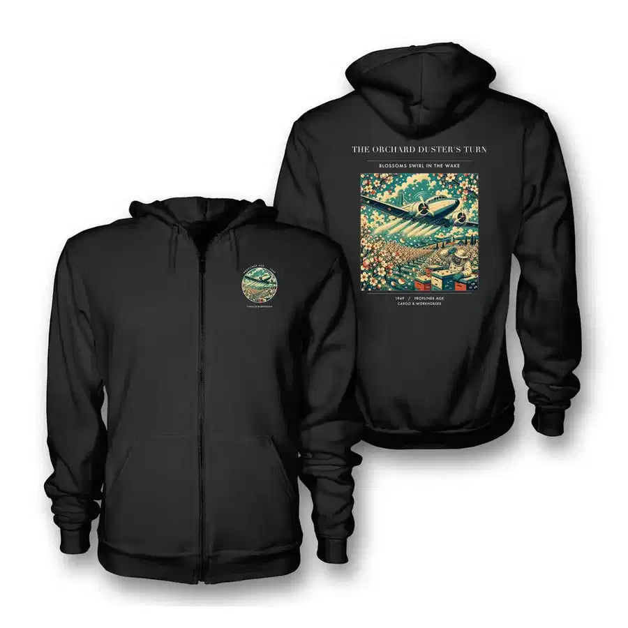 VINTAGE G4386 - The Orchard Duster's Turn - Premium Zipped Hoodie design on black