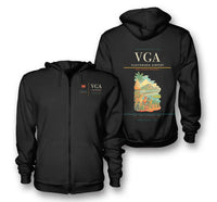 Thumbnail for Vijayawada Airport (VGA) design on black premium zipped hoodie