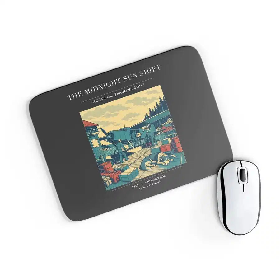 VINTAGE G4284 - The Midnight Sun Shift - Designed Mouse Pads design on black rectangle