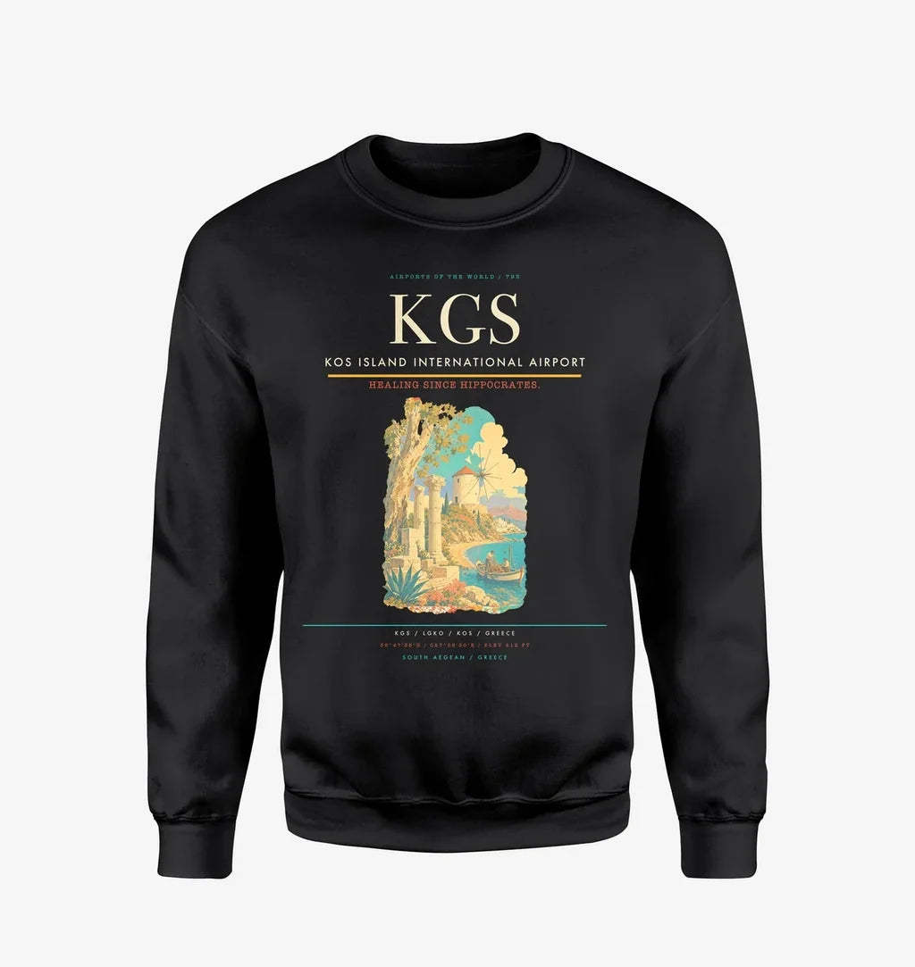 Kos Island International Airport (KGS) design on black sweatshirt