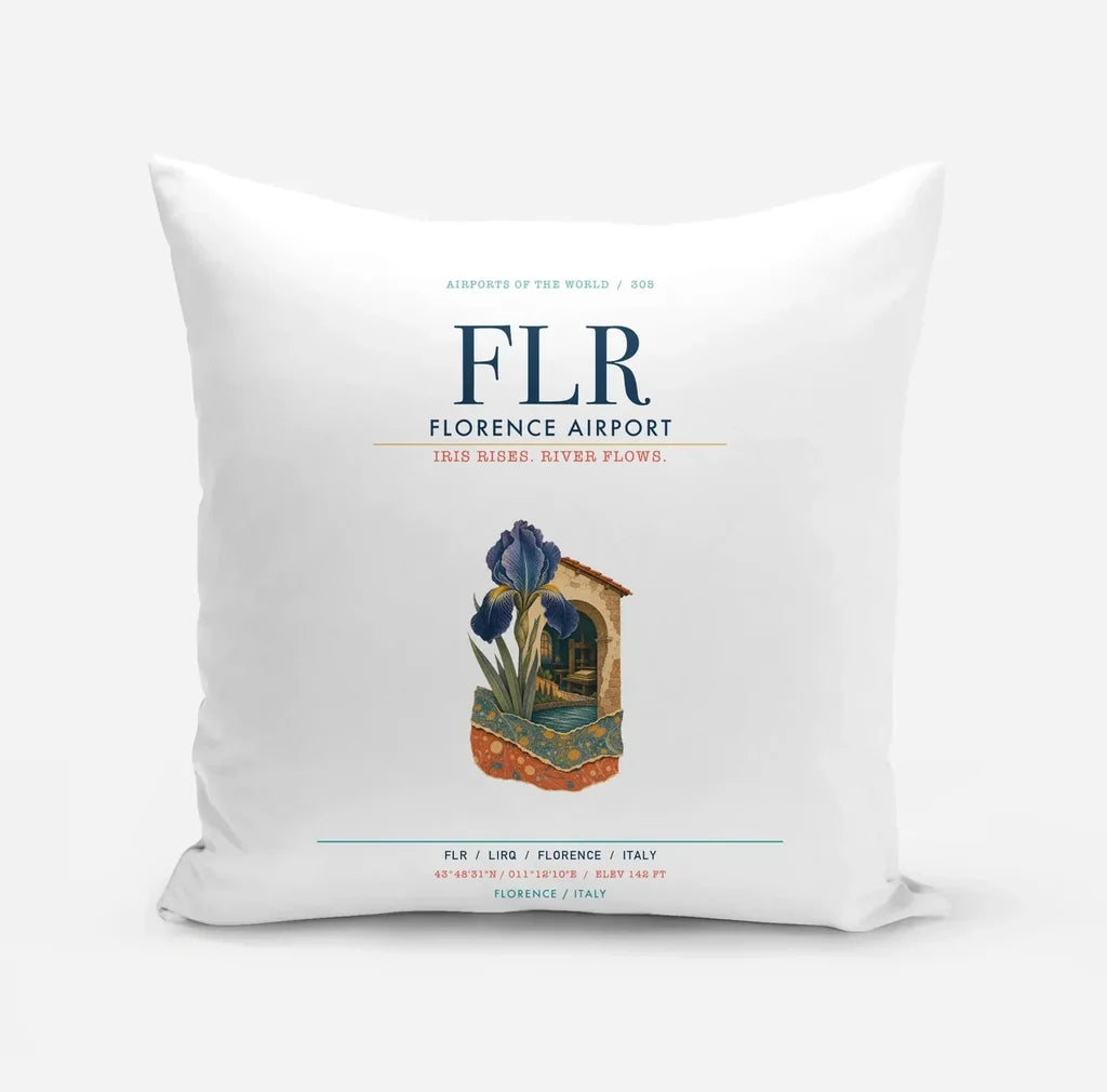 Florence Airport (FLR) design on white pillow