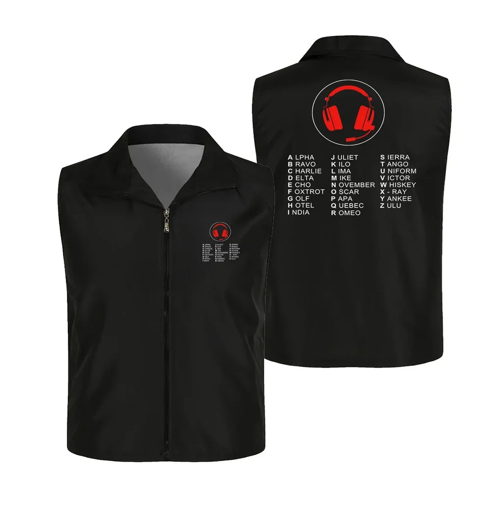 Aviation Alphabet 3 Thin Style aviation design printed on lightweight shell with sleeveless design thin vest.