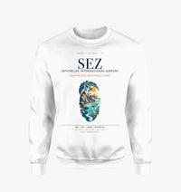 Thumbnail for Seychelles International Airport (SEZ) design on white sweatshirt