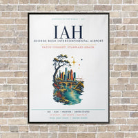 Thumbnail for Houston George Bush Intercontinental Airport IAH vertical canvas print - framed - white background