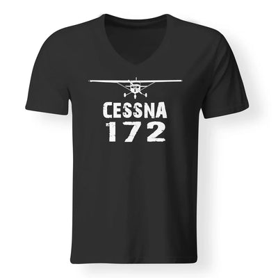 Cessna 172 & Plane aviation design printed on soft cotton V-neck T-shirt.