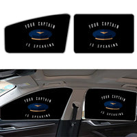 Thumbnail for Your Captain Is Speaking Car Sun Shade (Side window) aviation design on reflective polyester car side window sun shade.