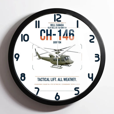 Bell Canada CH-146 Griffon design on white framed wall clock