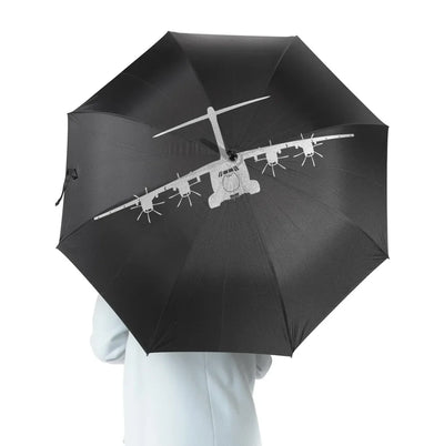 Airbus A400M Silhouette aviation design on windproof polyester umbrella.