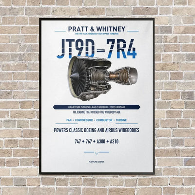 JT9D-7R4 vertical canvas print - framed - white background
