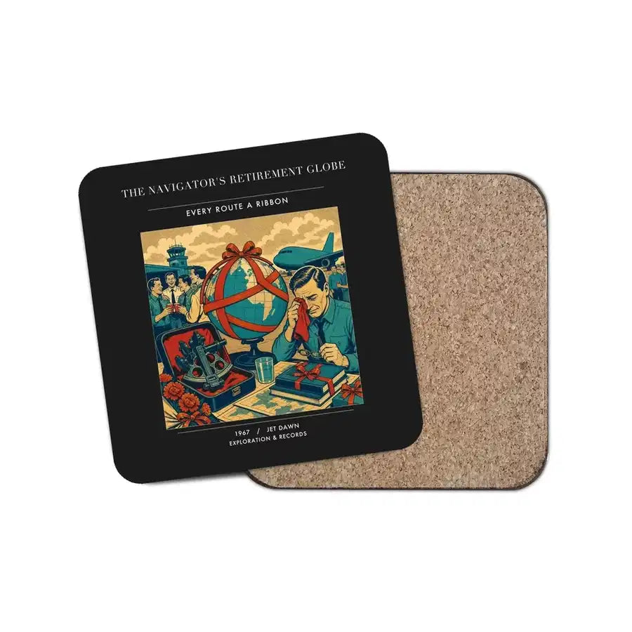 The Navigator's Retirement Globe - Designed Coasters design on black 1-piece