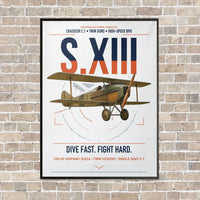 Thumbnail for SPAD S.XIII C.1 vertical canvas print - framed - white background