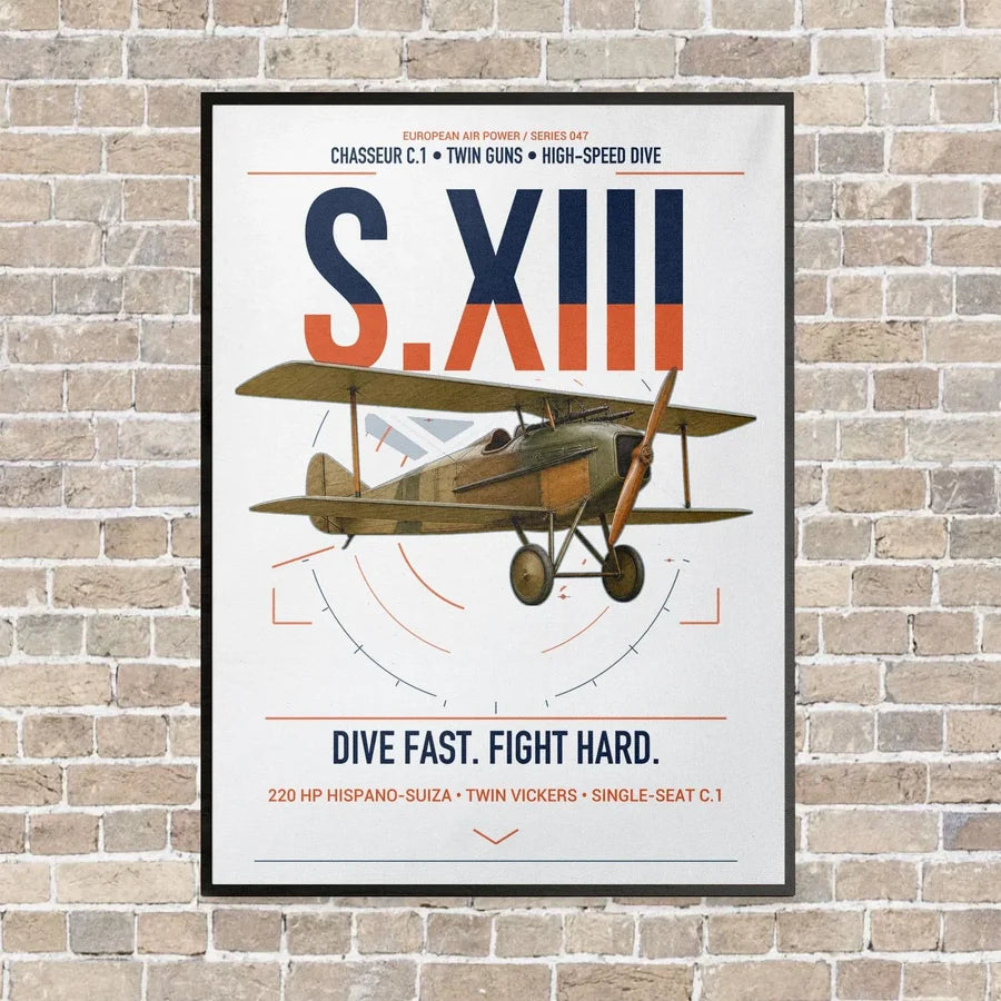 SPAD S.XIII C.1 vertical canvas print - framed - white background