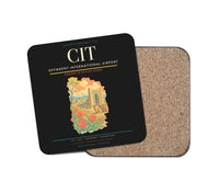 Thumbnail for Shymkent International Airport (CIT) design on black 1 piece coaster