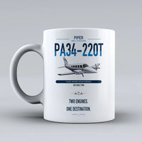 Thumbnail for Piper PA-34-220T Seneca V design on white ceramic mug, double-side print
