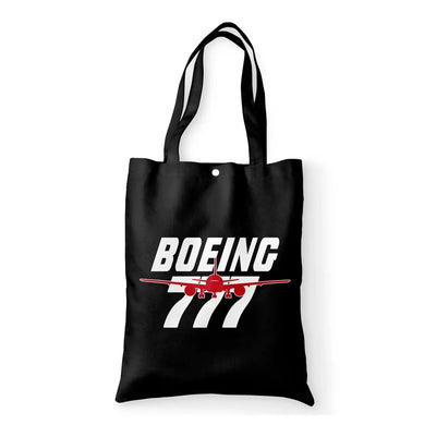 Amazing Boeing 777 aviation design tote bag, canvas construction.