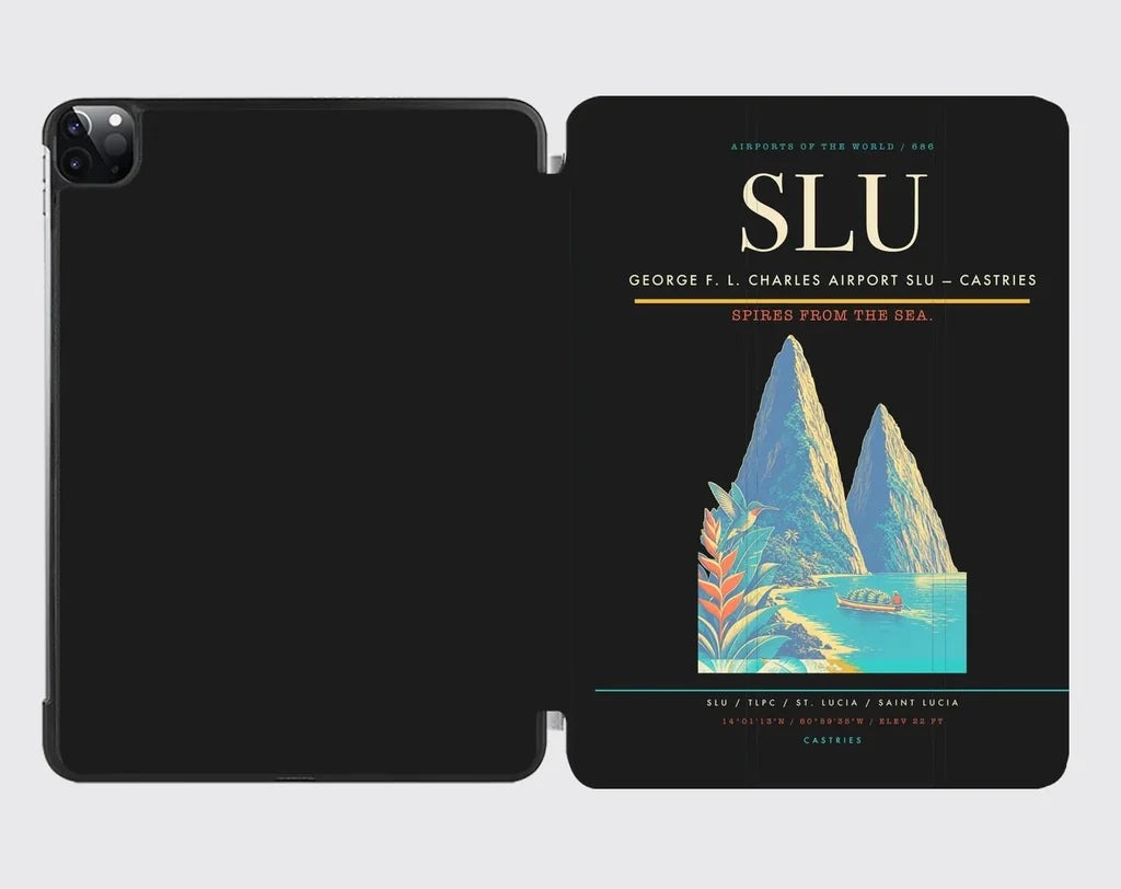 George F. L. Charles Airport (SLU) design on black ipad tablet case