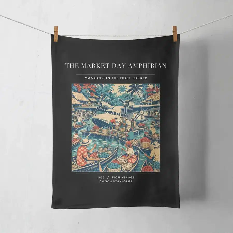 VINTAGE G4404 - The Market Day Amphibian - Designed Towels design on black