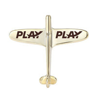 Thumbnail for Play Airlines Airplane Shape aviation airplane-shape brooch, polished alloy body with engraved detail.
