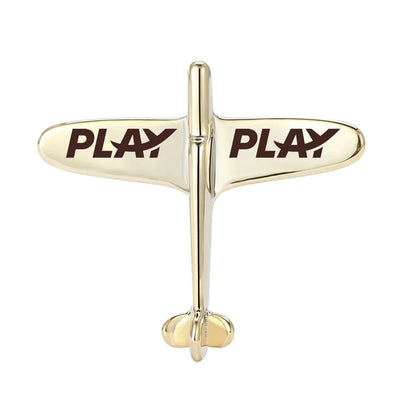Play Airlines Airplane Shape aviation airplane-shape brooch, polished alloy body with engraved detail.