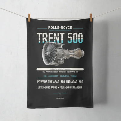 TRENT 500 design on black towel