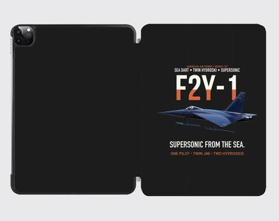 F2Y-1 Sea Dart Supersonic from the Sea design on black ipad tablet case