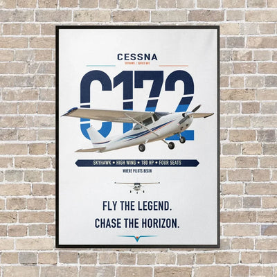 Cessna 172 Skyhawk vertical canvas print - framed - white background