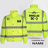 Thumbnail for Douglas DC-3 & Plane aviation design printed on insulated shell with high-visibility reflective panels reflective winter jacket.