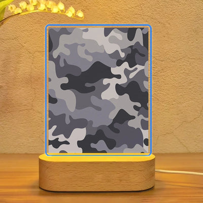 Military Camouflage Army Gray aviation themed night lamp, premium acrylic with LED.