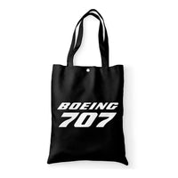 Thumbnail for Boeing 707 & Text aviation print tote bag, canvas.