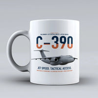 Thumbnail for C-390 Millennium design on white ceramic mug, double-side print