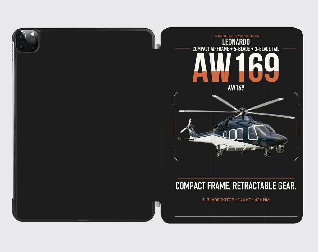 Leonardo AW169 design on black ipad tablet case